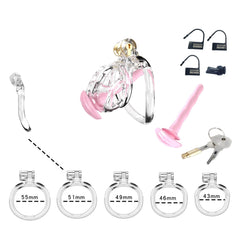 Transparent Cobra Nub Chastity Kit With Urethral