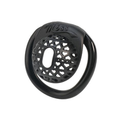 Miss Heart Lattice Ring Lock – Cute Heart Openwork Chastity Ring (Pink / Black)