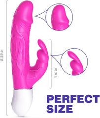Realistic Rabbit Vibrator with Bunny Ears Hot Pink
