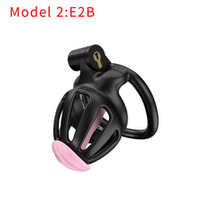 Angled view of black E2B 3D-printed cage