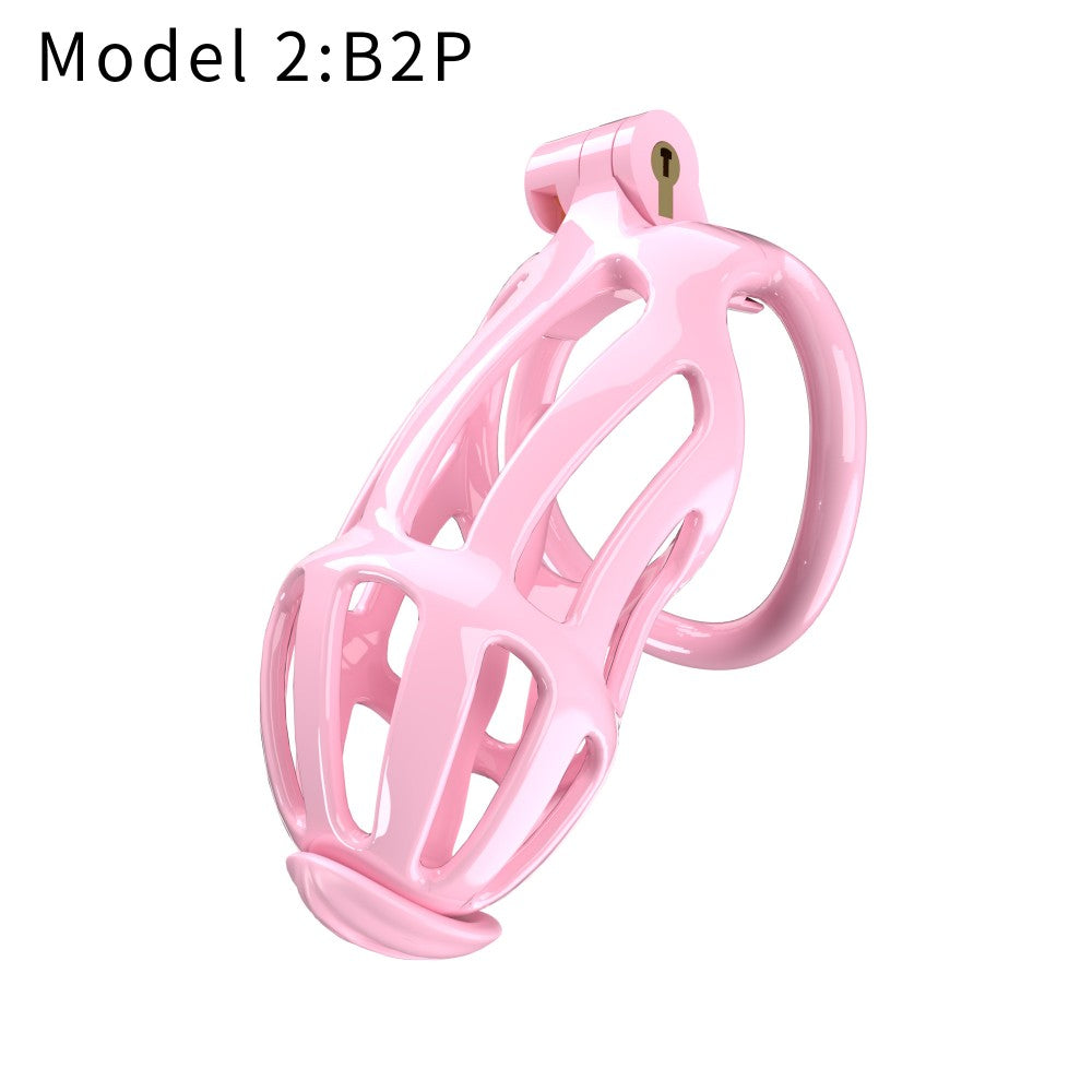 Pink B2P 3D-printed chastity cage with built-in lock