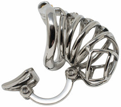 S109 open-frame stainless steel chastity cage with adjustable screw points