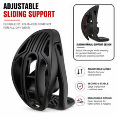 Black open-frame cage with adjustable sliding support