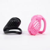 Pink and black Athena ventilated resin chastity cages
