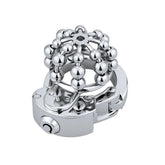 Beaded-front adjustable metal chastity cage ZC-177 angled view