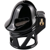 Black ABS resin ringless shaft-only chastity cage front angle