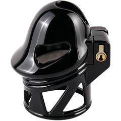 Black ABS resin ringless shaft-only chastity cage front angle