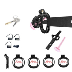 Black Cobra Chastity Nub Kit With Belt And Urethral