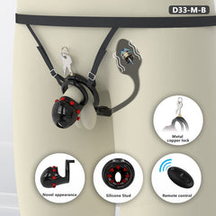 Black D33 adjustable cage with silicone studs, harness and remote plug