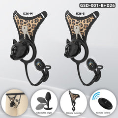 Black GSD puppy head cage with leopard underwear and plug options