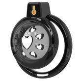 Black soft chastity cage with heart-shaped vent pattern