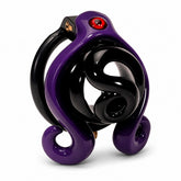 Black and purple octopus-inspired resin chastity cage