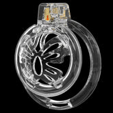 Black soft chastity cage with butterfly vent pattern and base ring