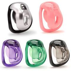 Colorful shield chastity cages in silver, pink, purple, green and black