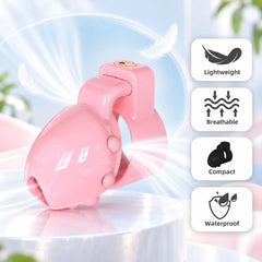Pink D35 ringless head-enclosing lock with lightweight, breathable and compact-design icons