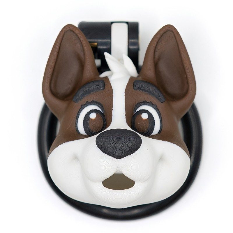dog-head 3D-printed cage front view