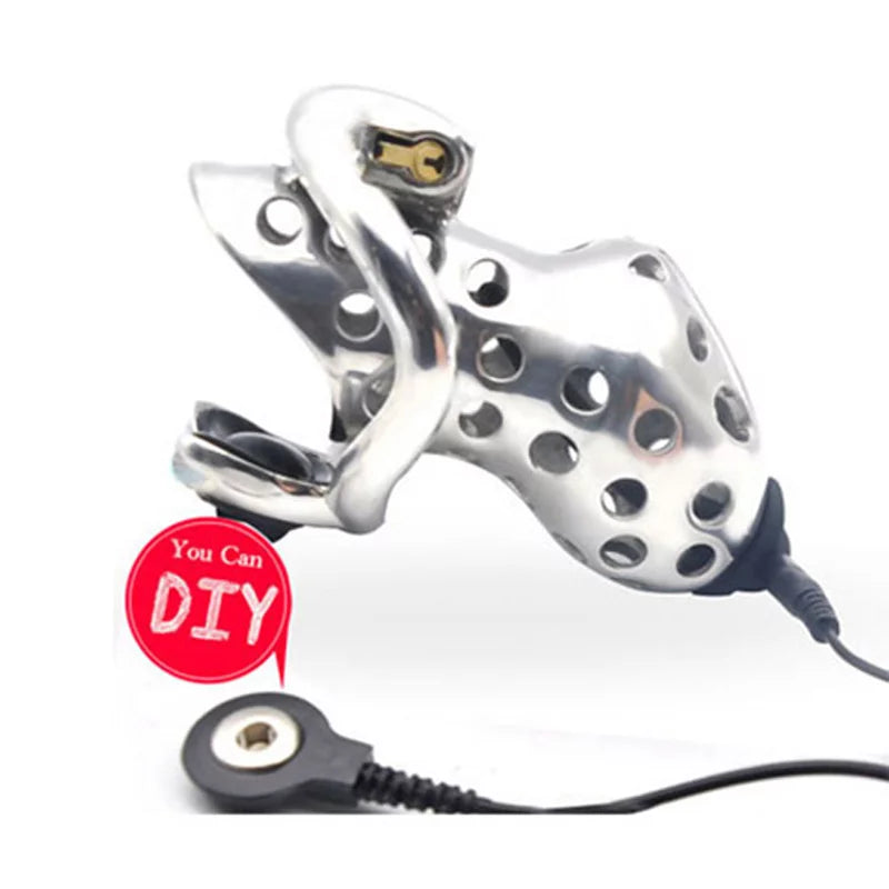 Electric shock stainless steel cock cage 2.0 front angle