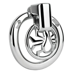 F328A spider-design open-frame metal chastity cage with top-mounted lock