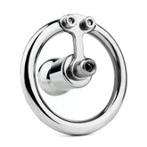 Flat inverted metal chastity cage LKM-022 front view