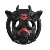 Gas mask bull ABS chastity cage in black and red