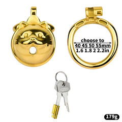 Gold lucky cat cage with 40, 45, 50 and 55 mm ring choices