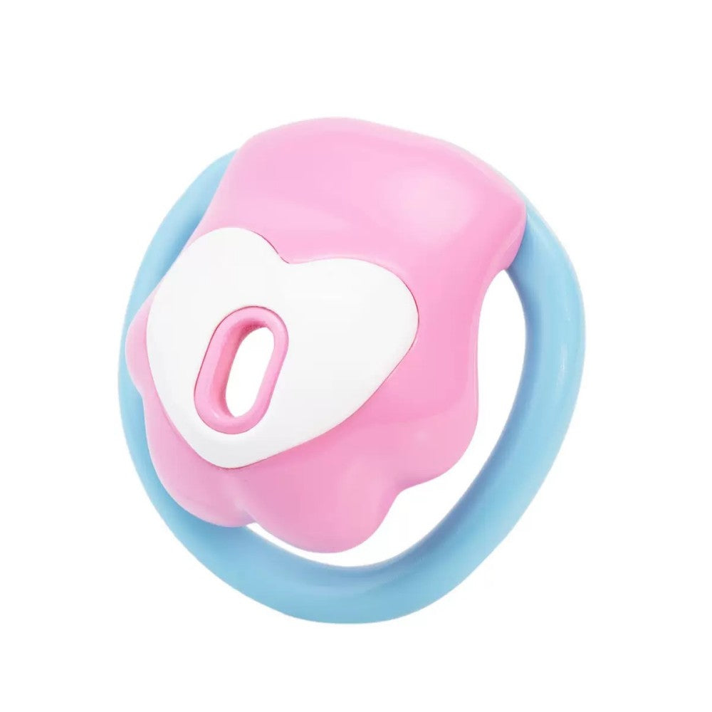 Pink and white heart paw chastity lock with blue ring