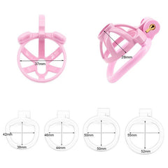 Hollow glans cage and 42, 46, 50 and 55 mm ring chart