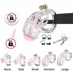 Transparent honeycomb resin cage with belt and five illustrated cage lengths