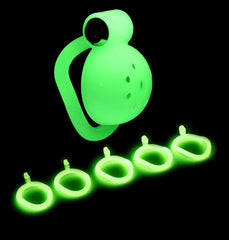 Green glowing domed ABS cage displayed with five luminous base rings