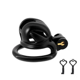 Black Mini Cobra N resin chastity cage with plastic keys