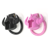 Black and pink Minotaur horned-bull resin chastity cages
