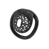 Black MISS heart lattice ABS chastity cage angled view