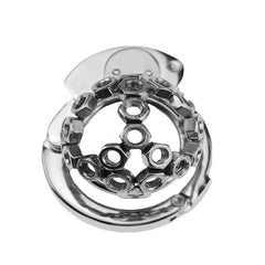 Top view of circular nut-lock chastity cage ZC-074