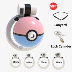 Pink and blue spherical capture-style resin chastity cage