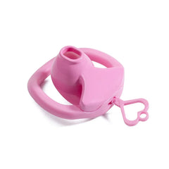 Pink mini resin chastity cage with matching plastic lock