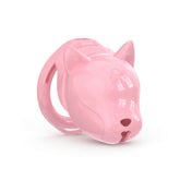 Pink puppy-shaped ABS chastity cage with bone-shaped urinary opening