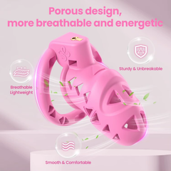 Pink Rattlesnake Chastity Cage with Anal Plug