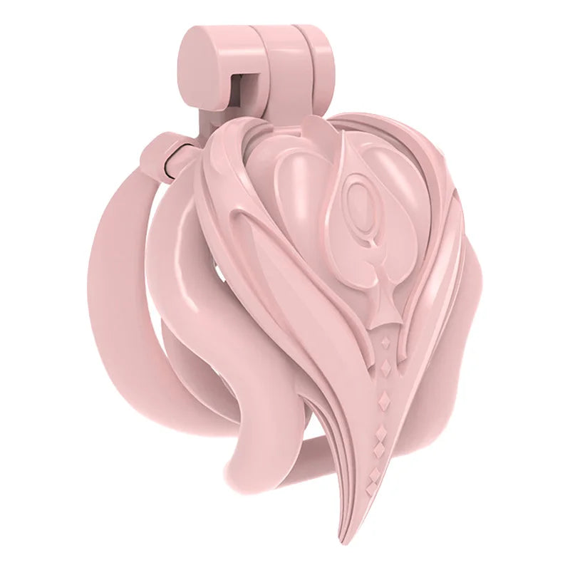 Pink ultra-compact 3D-printed resin shield chastity cage