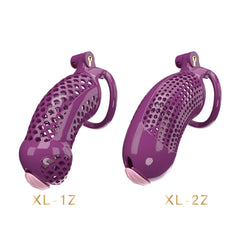 Purple XL-1 and XL-2 oversized resin chastity cage models