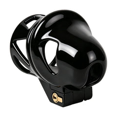 Open-frame view of black shaft-only ABS chastity cage