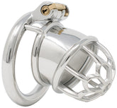 S207 barrel-style open-tip stainless steel chastity cage standard with circular ring