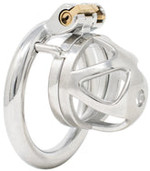 S209 small loop-front stainless steel chastity cage with circular base ring