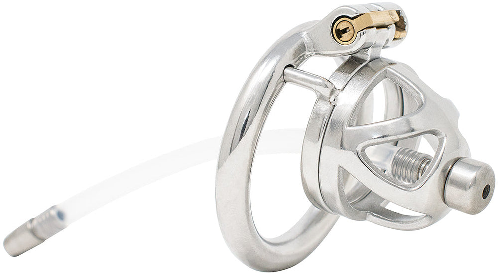 S210 urethral stainless steel chastity cage small with circular ring