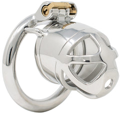 S211 side-vent stainless steel chastity cage standard with circular ring