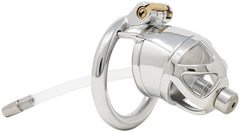 S212 enclosed stainless steel urethral chastity cage standard with circular ring