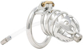 S214 XL stainless steel urethral chastity cage with circular back ring and removable tube