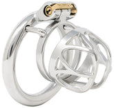 S215 Medium ventilated stainless steel chastity cage with circular back ring