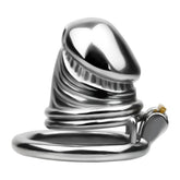 JTS S216 Small stainless steel chastity cage with circular base ring and rounded enclosed tip