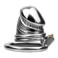 JTS S216 Small stainless steel chastity cage with circular base ring and rounded enclosed tip