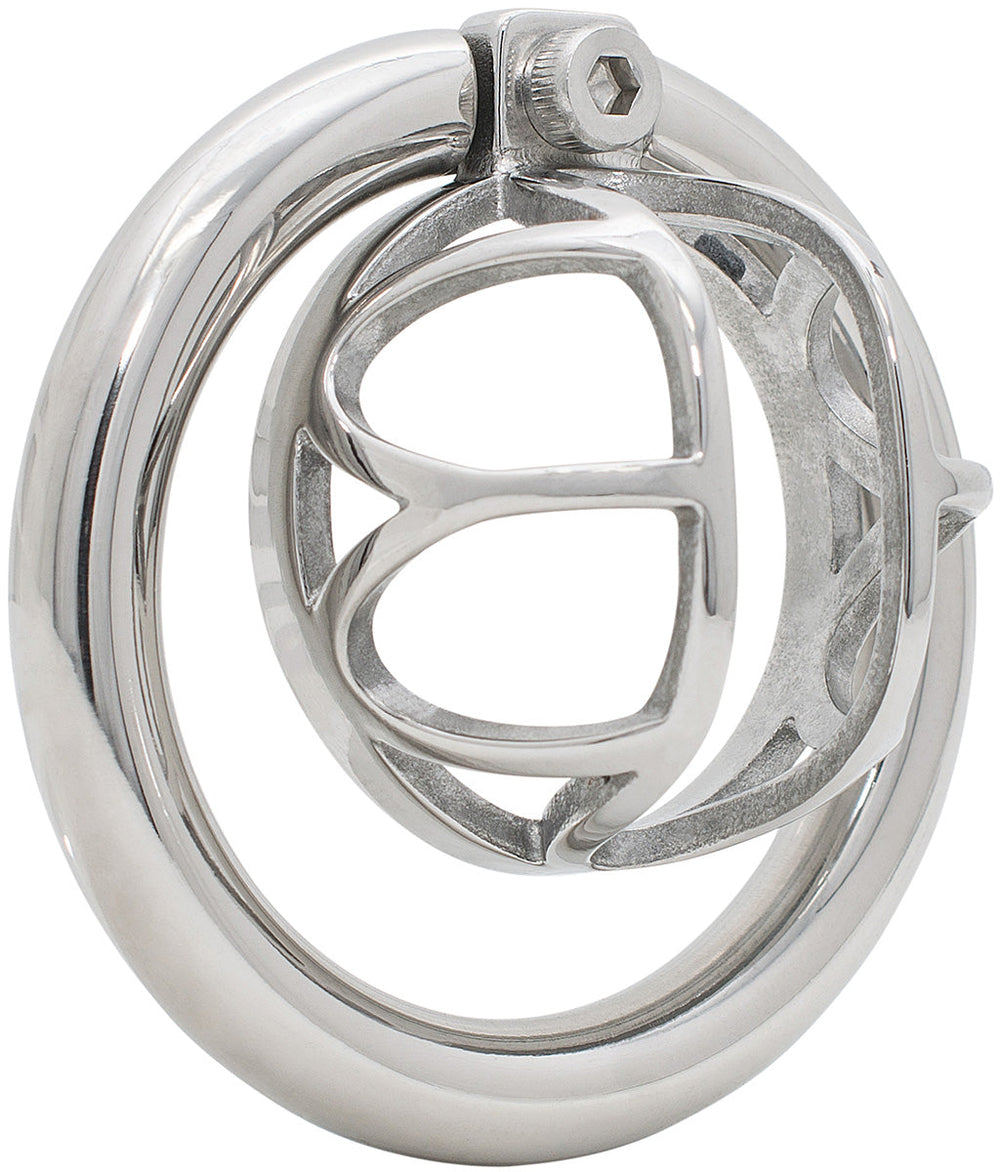 S236 ultra-compact open-front stainless steel chastity cage with hex lock